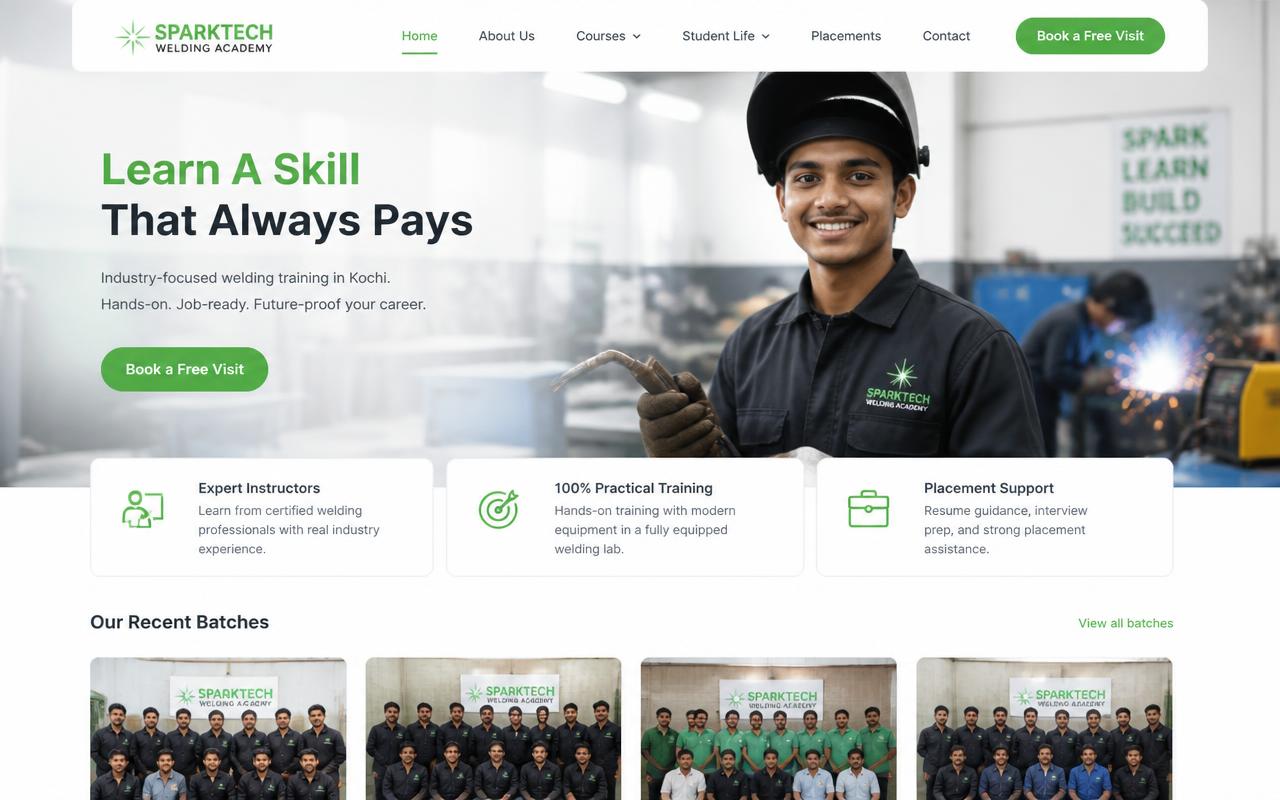 SparkTech Welding Academy — Welding Training Institute in Kochi, Kerala