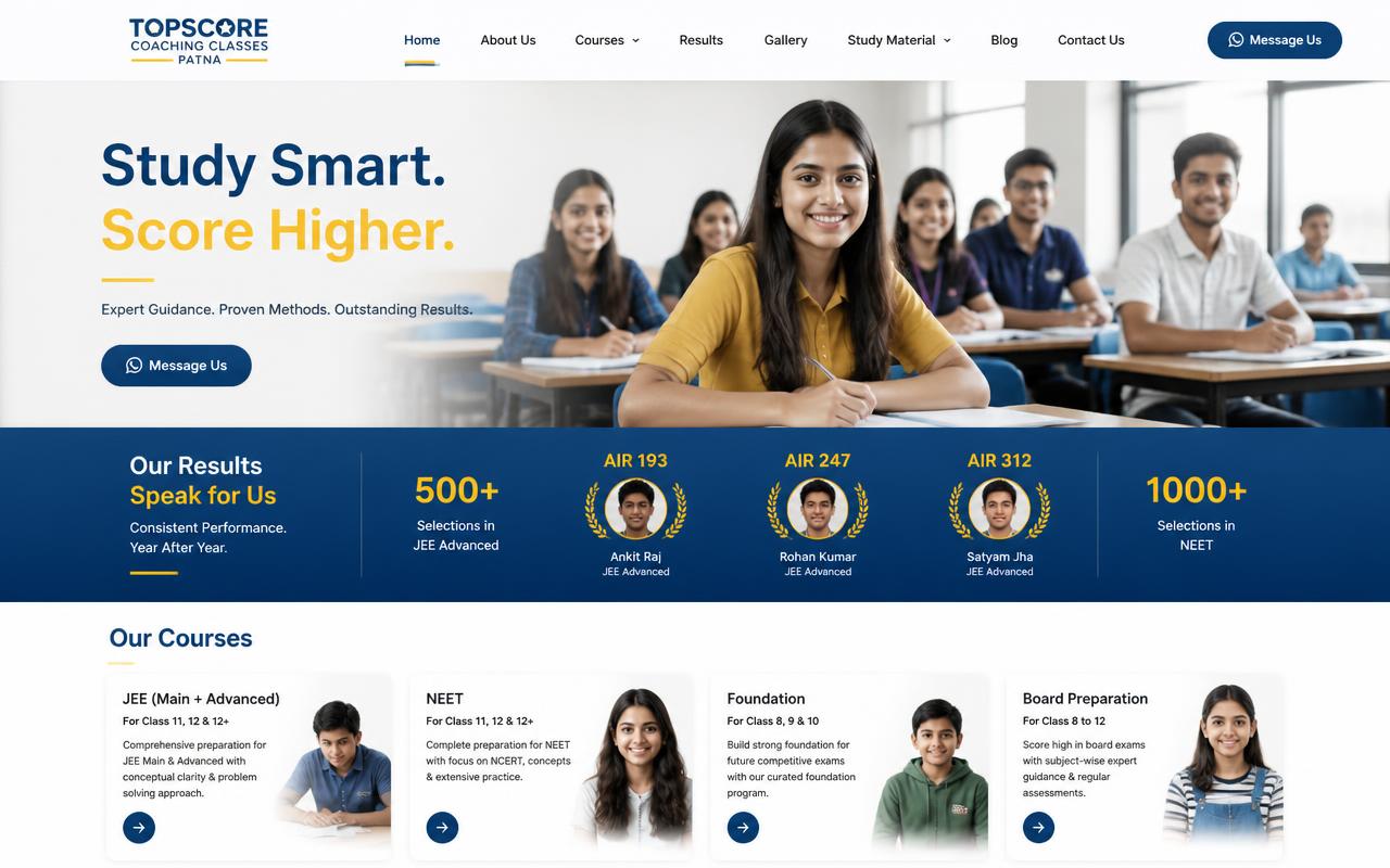 TopScore Coaching Classes — Coaching Institute in Patna, Bihar